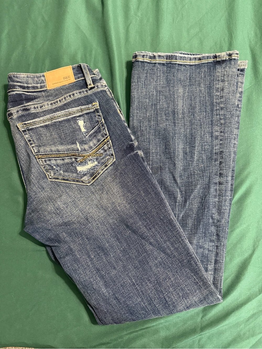 Dark Wash Distressed Jeans with Back Pocket Detail